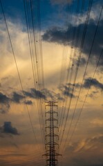 power lines at sunset