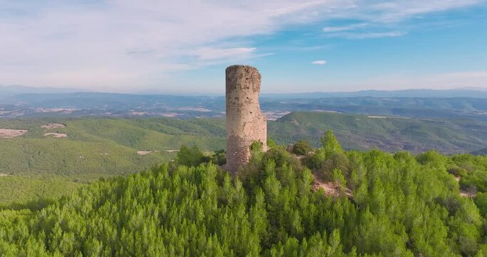 Moors watchtower in Castellnou de Bages, Barcelona prvince, Catalonia Spain. It dates from the 11th century, twelve meters high and two-meter walls
