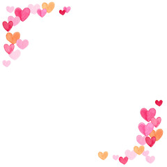 かわいいハートマークのフレーム　手書き水彩イラスト背景素材