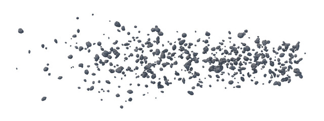 Asteroid belt isolated transparent backgound 3d rendering