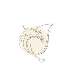 Minimalist falcon leaf line art logo