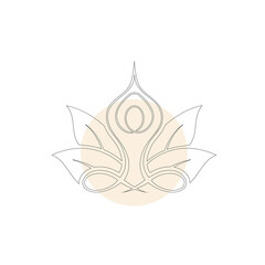 Minimalist yoga leaf line art logo
