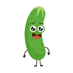 Cheerful fun cucumber cartoon illustration.
