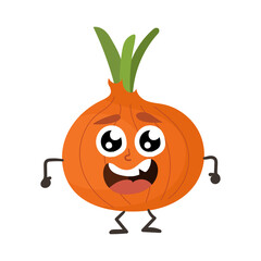 Cheerful fun onion cartoon illustration.