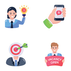 Pack of Business Planning and Finance Flat Icons 


