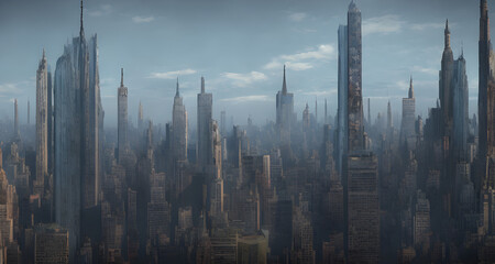 AI Digital Illustration Post Apocalyptic Metropolis