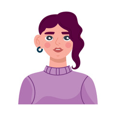 woman wearing lilac blouse