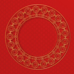Traditional chinese round pattern frame. Oriental, japanese circle.