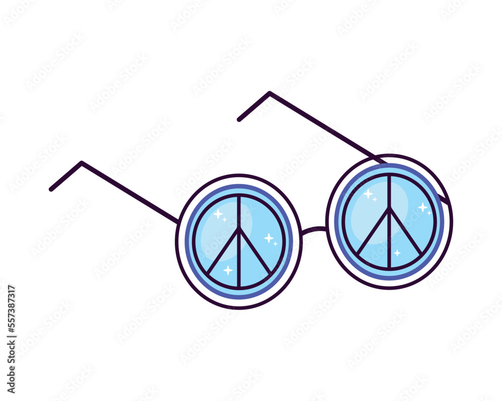 Sticker peace eyeglasses pop art style