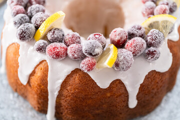 Lemon cranberry bundt cake