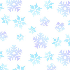 正方形の背景　雪の結晶　ランダムグラデーション　青