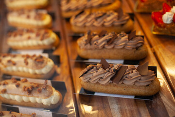 Delicious sweet pastry, cake, cookies for a festive Christmas table