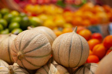 Fresh bright vegetables, vegetarian food on the table