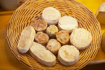 Different types of cheese for the festive New Year's table