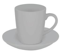 Grey  empty cup on white background, vector