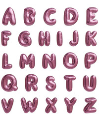 Pink alphabet letters in 3d metallic balloon shape.