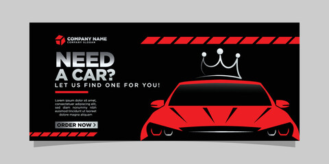 Premium car company social media cover design template with car vector and premium luxury look