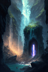Fototapeta premium Portal to another world, Fantasy Doorway, Abstract Art, Digital Illustration