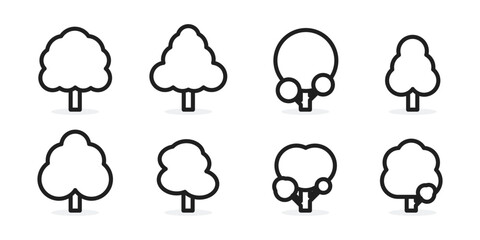 outline icon Vector illustration tree set bundle