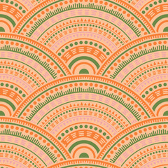 Ethnic circle shapes seamless geometric pattern.