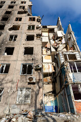 destroyed and burned houses in the city Russia Ukraine war