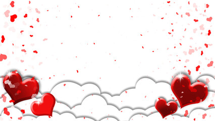 valentine day background with cloud and love heart pink red