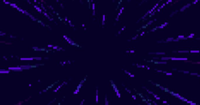 Cosmic background. Pixel art hyper jump, speed of light,  fireworks, falling star. Pixel art 8 bit. Starry sky, pixel background with stars. Pixel art for game, 8 bit. Seamless loop animation