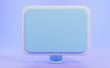 3d empty blue monitor computer