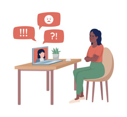 Negative feedback semi flat color vector character. Editable figure. Full body person on white. Simple cartoon style illustration for web graphic design and animation. Quicksand Bold font used