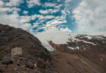 mountain refuge in the cayambe volcano