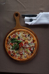 pizza on a table 