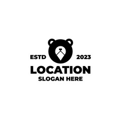 Vector bear pointer pin location logo design template illustration