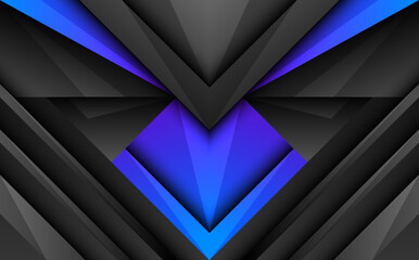 Abstract black and blue geometric shapes gaming banner background