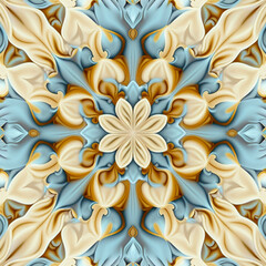 beautiful 3D symmetrical pattern for wallpaper in soft light colors in the style of Vincent van Gogh