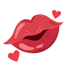 woman mouth with hearts