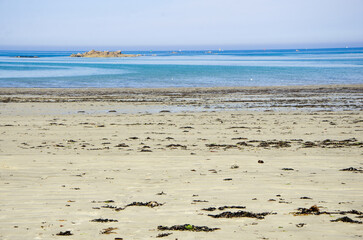 Coast of the Atlantic Ocean and low tide, sea on the coast of France