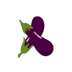 Eggplant cobs vector cartoon flat icon of vegetable Isolated of white background, illustration of eggplant fruit