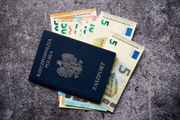 polski paszport i banknoty euro 