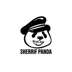 panda with a hat. panda cartoon police 