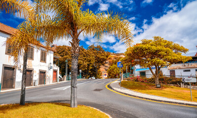 Beautiful and colorful street of Madeira Island, Portugal