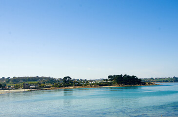 Coast of the Atlantic Ocean and low tide, sea on the coast of France
