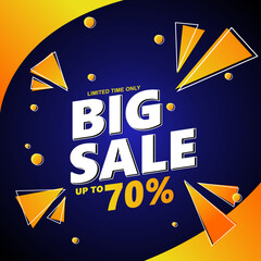 70% Off  Sale banner template design Vector Illustration. Big Sale, Super Sale, end of season special offer banner. Limited Time Only.