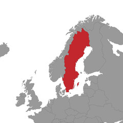 Sweden on world map. Vector illustration.