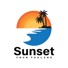 Fototapeta na wymiar Sunset logo icon vector template.