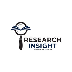 Research insight logo icon vector template. Research logo with simple and elegant magnifying glass symbol.