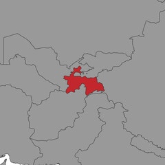 Tajikistan on world map. Vector illustration.