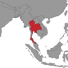 Obraz premium Thailand on world map. Vector illustration.