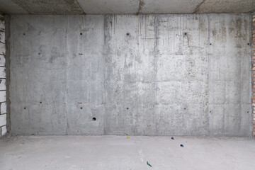 Empty concrete commercial space without finishing with partitions