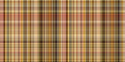 Woodland brown tartan seamless border textile. Tonal autumnal forest plaid with organic texture. banner of orange stripe for rough washi tape.