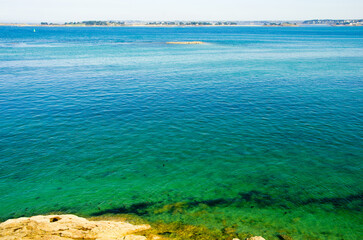 Fototapeta premium Coast of the Atlantic Ocean and low tide, sea on the coast of France